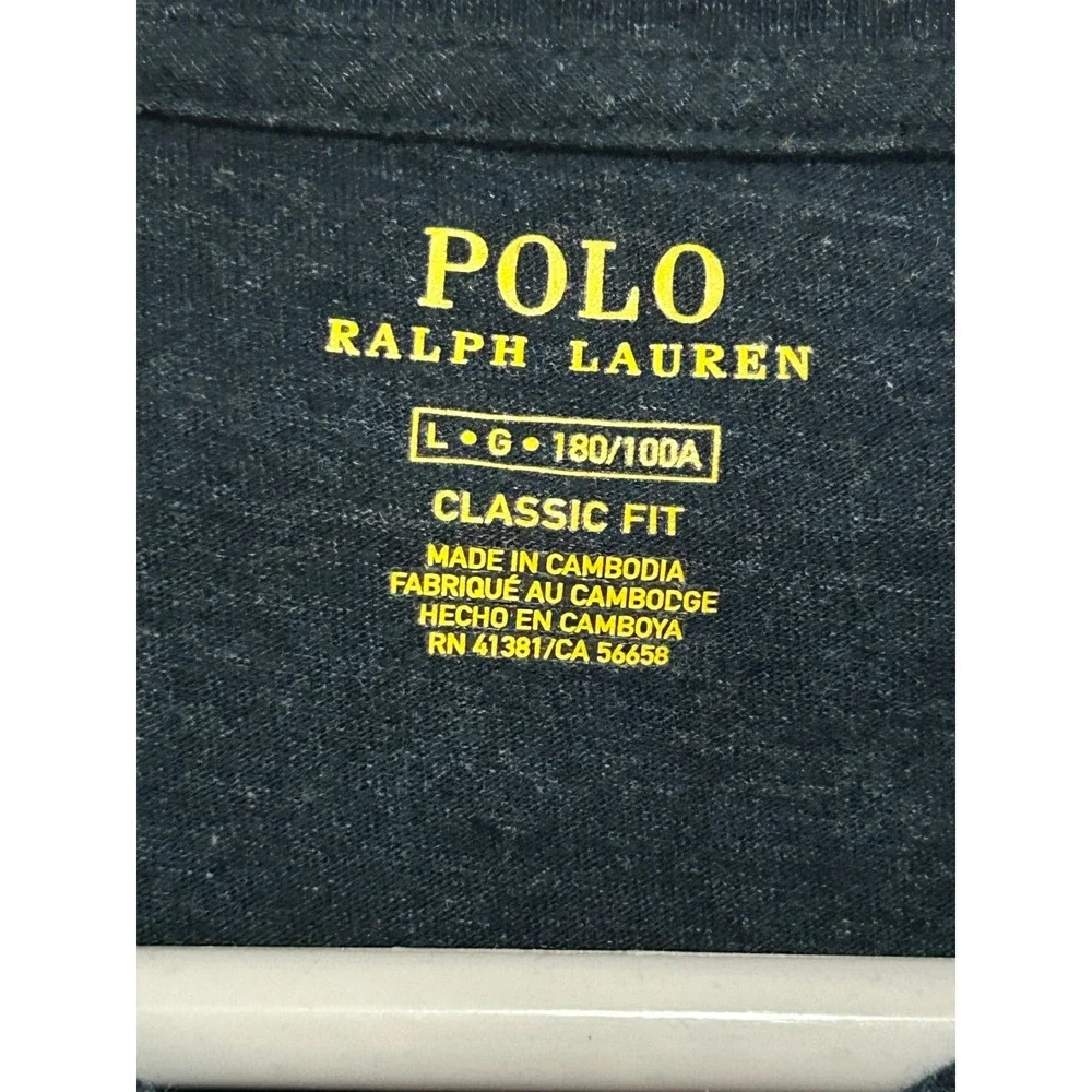 Polo Ralph Lauren Mens Classic Fit V-Neck Long Sleeve‎ T-Shirt Navy Blue Large